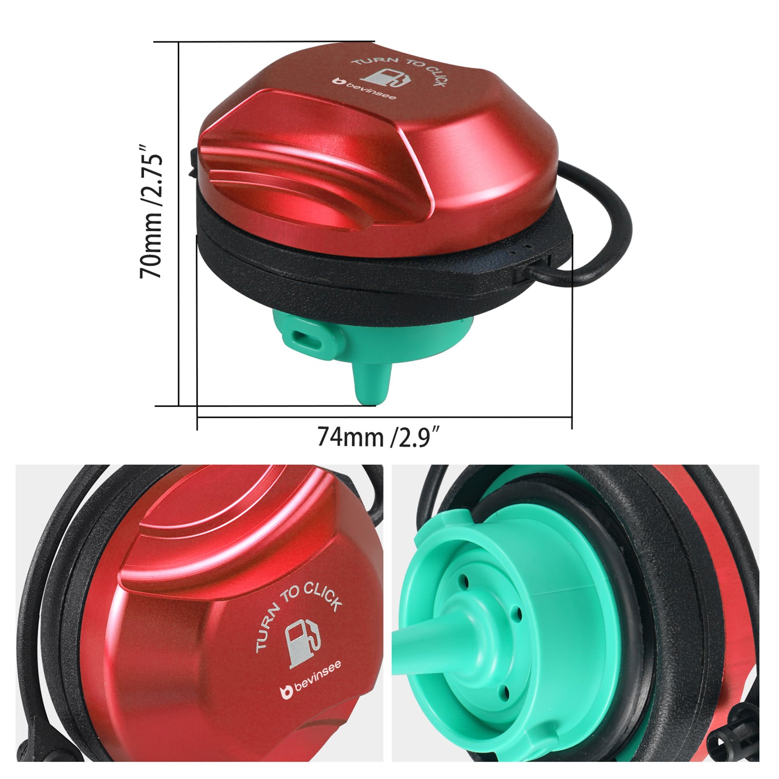Billet Fuel Filler Cap Push & Twist Type VW Golf MK7 MK8 GTI R