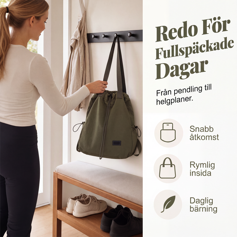 🎒Dameveske med snøring og stor kapasitet