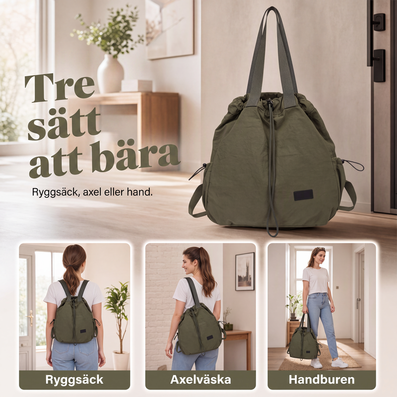 🎒Dameveske med snøring og stor kapasitet