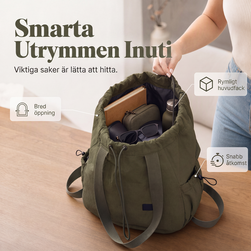 🎒Dameveske med snøring og stor kapasitet